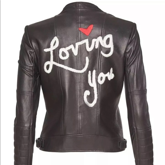 Alice & Olivia Gamma loving you leather jacket S RARE - Picture 10 of 11